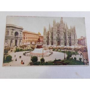 Postcard Early 1900's Vintage Duomo and Piazzi Milan, Italy  - used